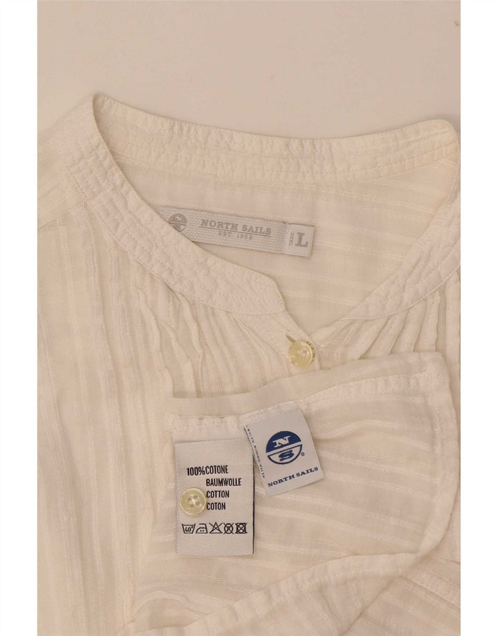 North Sails Womens 3/4 Sleeve Blouse Top UK 14 Large White Cotton