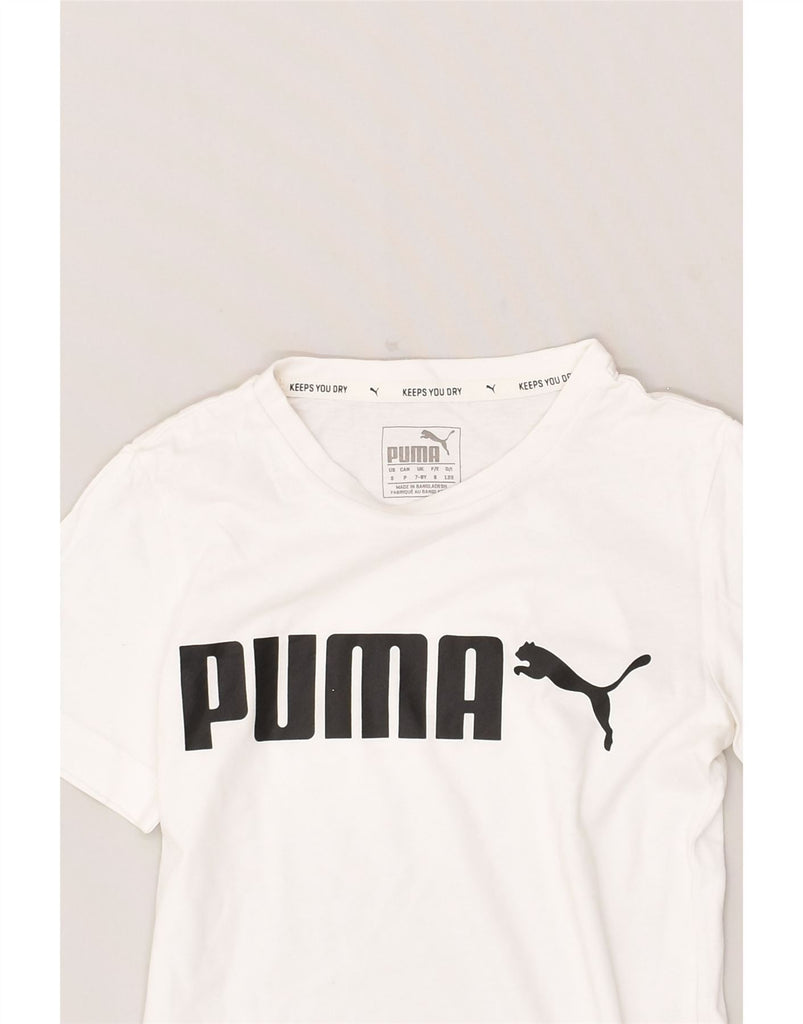 PUMA Boys Graphic T-Shirt Top 7-8 Years White Cotton | Vintage Puma | Thrift | Second-Hand Puma | Used Clothing | Messina Hembry 