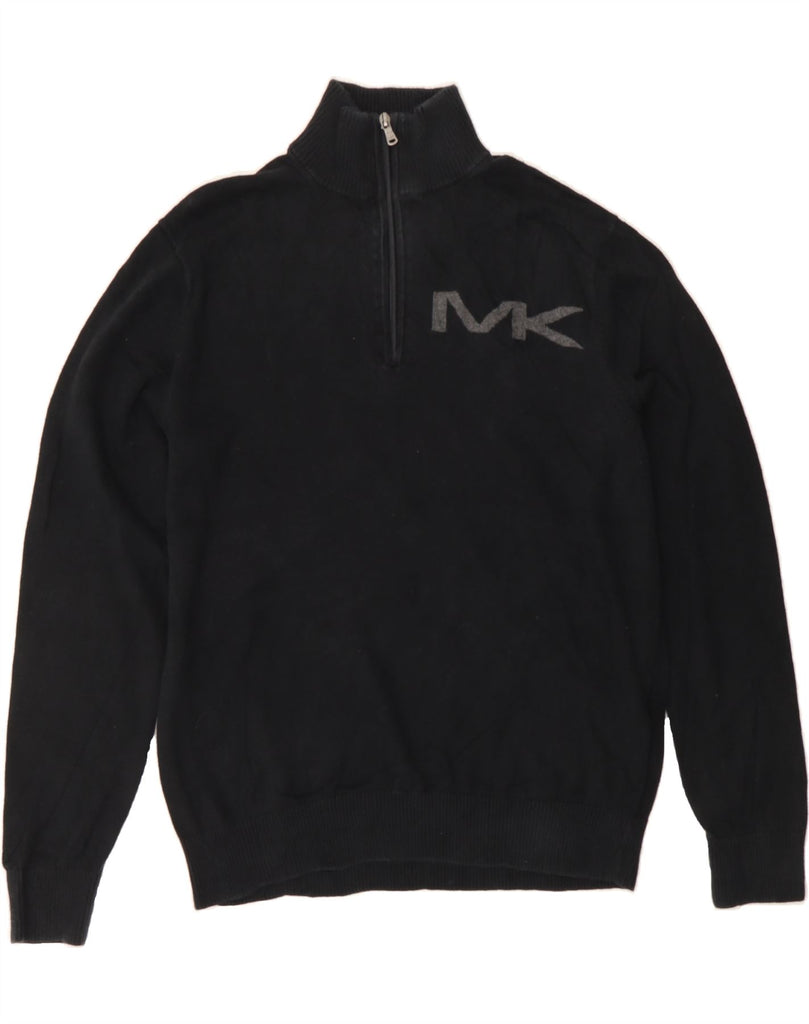 MICHAEL KORS Mens Zip Neck Jumper Sweater Medium Black Cotton Vintage Michael Kors and Second-Hand Michael Kors from Messina Hembry 