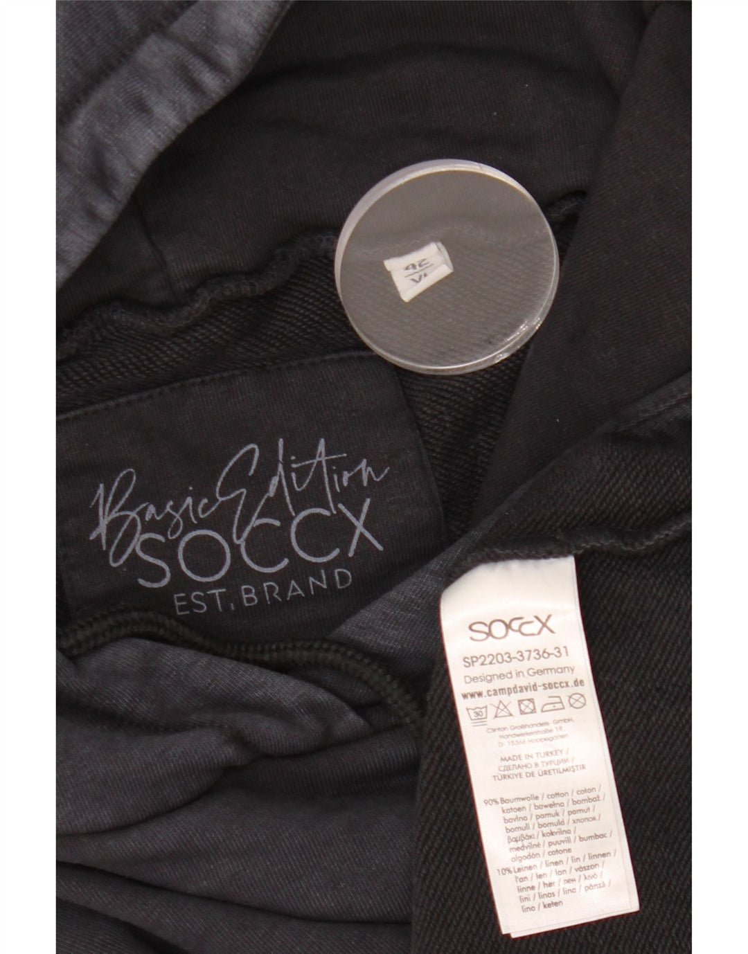 SOCCX Mens Graphic Hoodie Jumper UK 42 Large Black Cotton