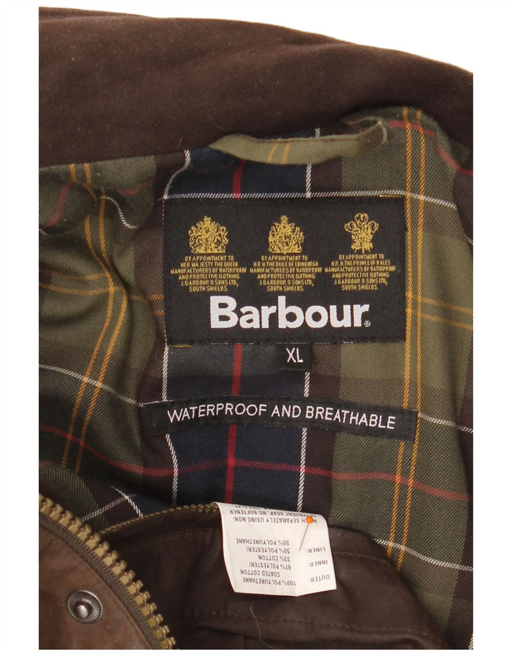 BARBOUR Mens Loose Fit Waxed Cotton Jacket UK 42 XL Brown Polyurethane