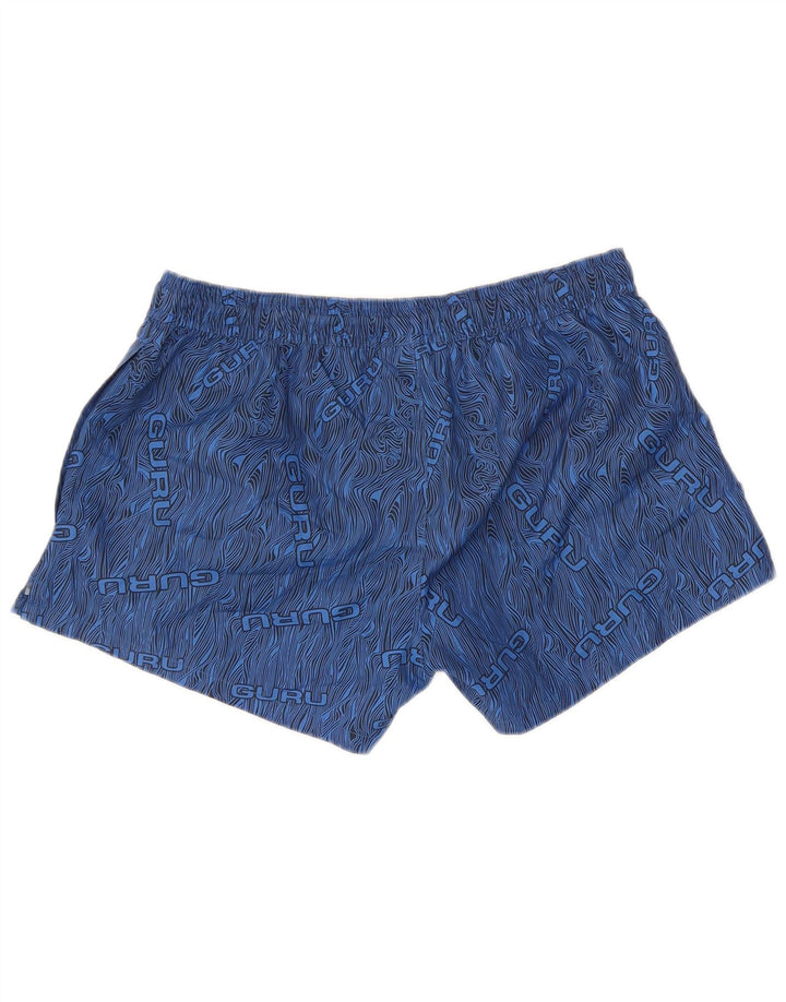 GURU Mens Graphic Swimming Shorts Medium  Blue Polyester