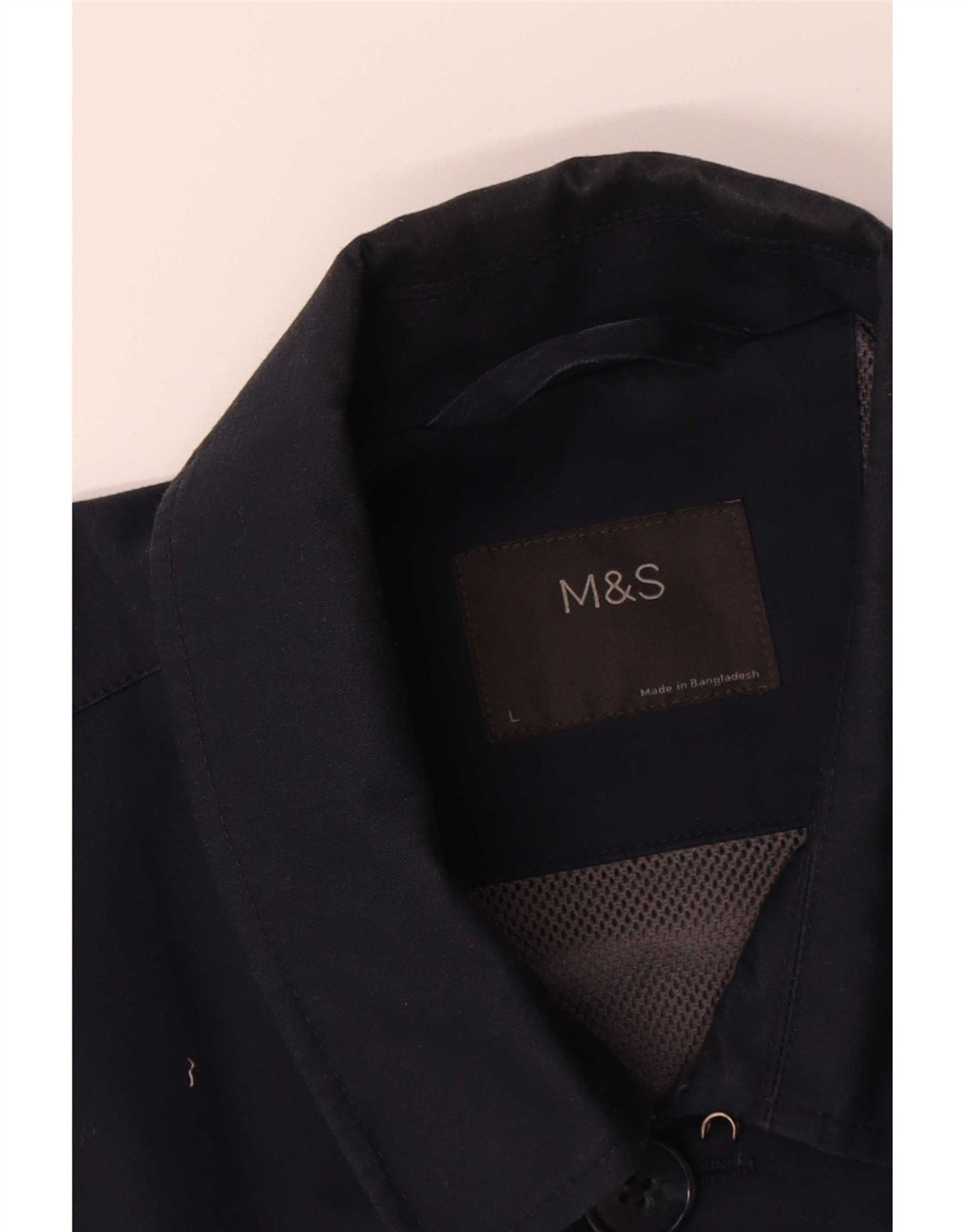 Marks & Spencer Mens Overcoat UK 40 Large Navy Blue Cotton