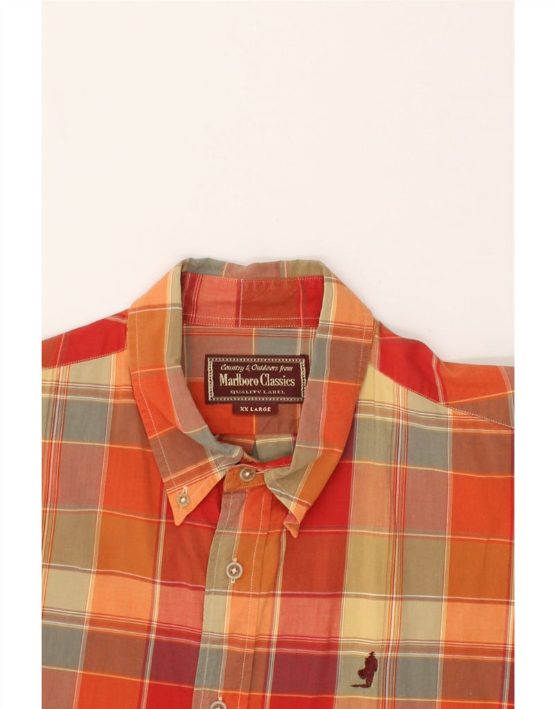 MARLBORO CLASSICS Mens Shirt 2XL Orange Check Cotton | Vintage Marlboro Classics | Thrift | Second-Hand Marlboro Classics | Used Clothing | Messina Hembry 