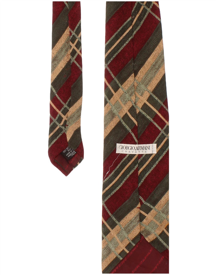 Giorgio Armani Mens Tie One Size Multicoloured Plaid Silk Classic