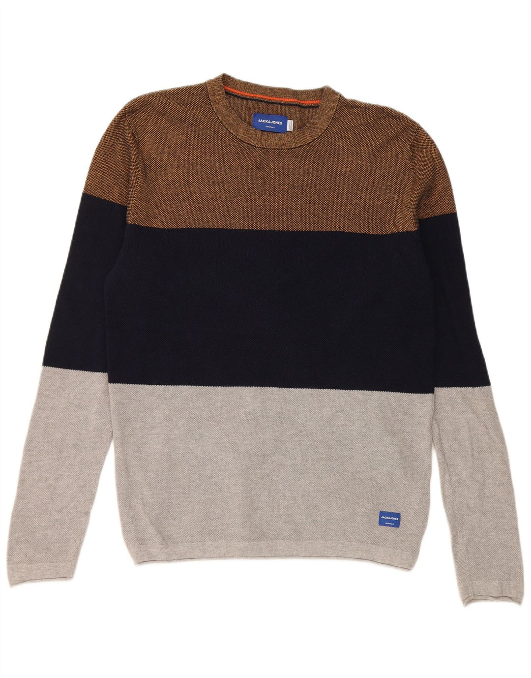Jack & Jones Mens Crew Neck Jumper Sweater Large Multicoloured Colourblock