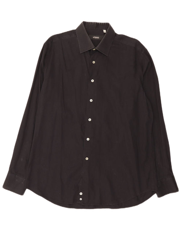 Ferre Mens Shirt Size 43 17 XL Black Cotton