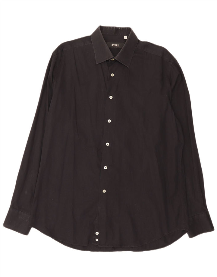 Ferre Mens Shirt Size 43 17 XL Black Cotton