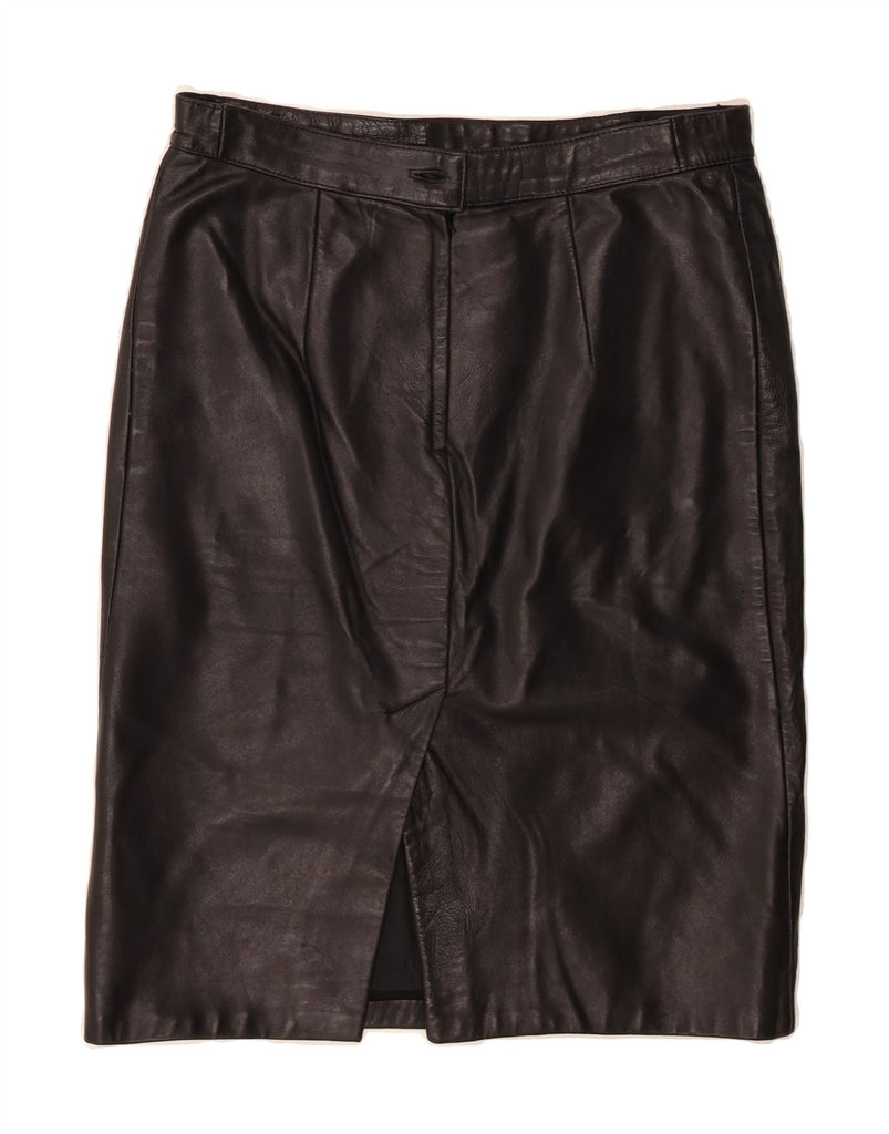 VINTAGE Womens Midi Leather Skirt W32 Large  Black Vintage Vintage and Second-Hand Vintage from Messina Hembry 