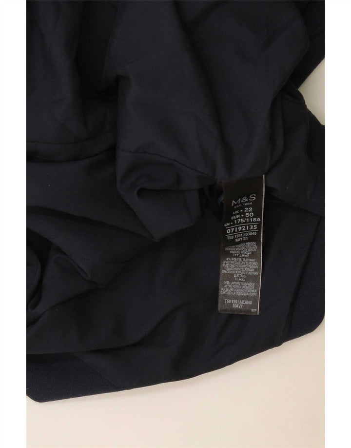 Marks & Spencer Womens 1 Button Blazer Jacket UK 22 3XL Navy Blue Polyester