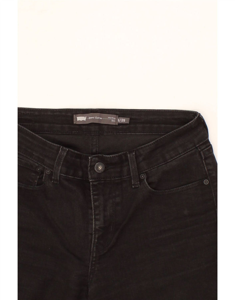LEVI'S Womens Demi Curve Mid Rise Slim Jeans US 6 Medium W28 L33 Black Vintage Levi's and Second-Hand Levi's from Messina Hembry 