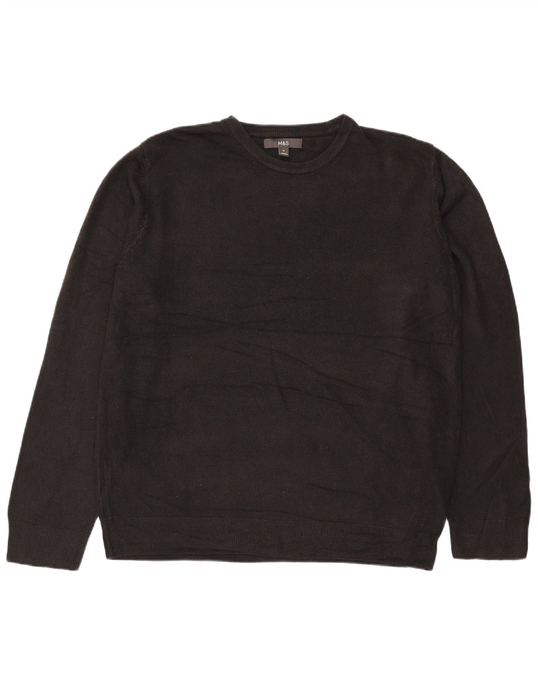 Marks & Spencer Mens Crew Neck Jumper Sweater XL Black Acrylic