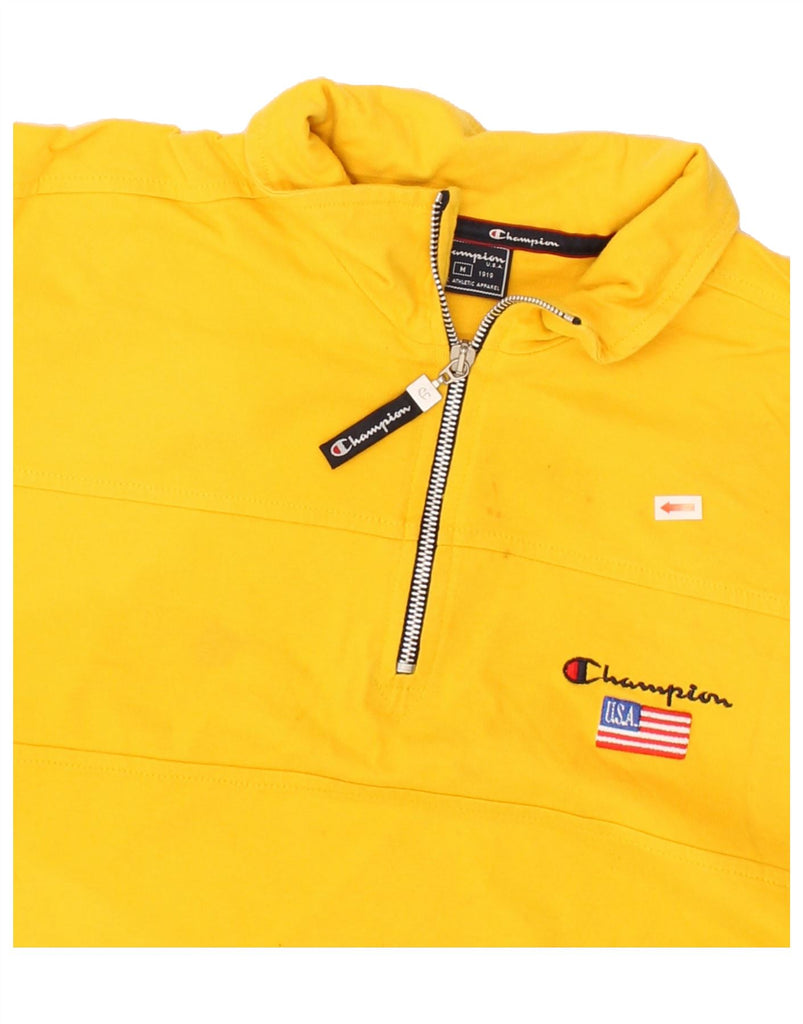 CHAMPION Mens Polo Shirt Medium Yellow Cotton | Vintage Champion | Thrift | Second-Hand Champion | Used Clothing | Messina Hembry 