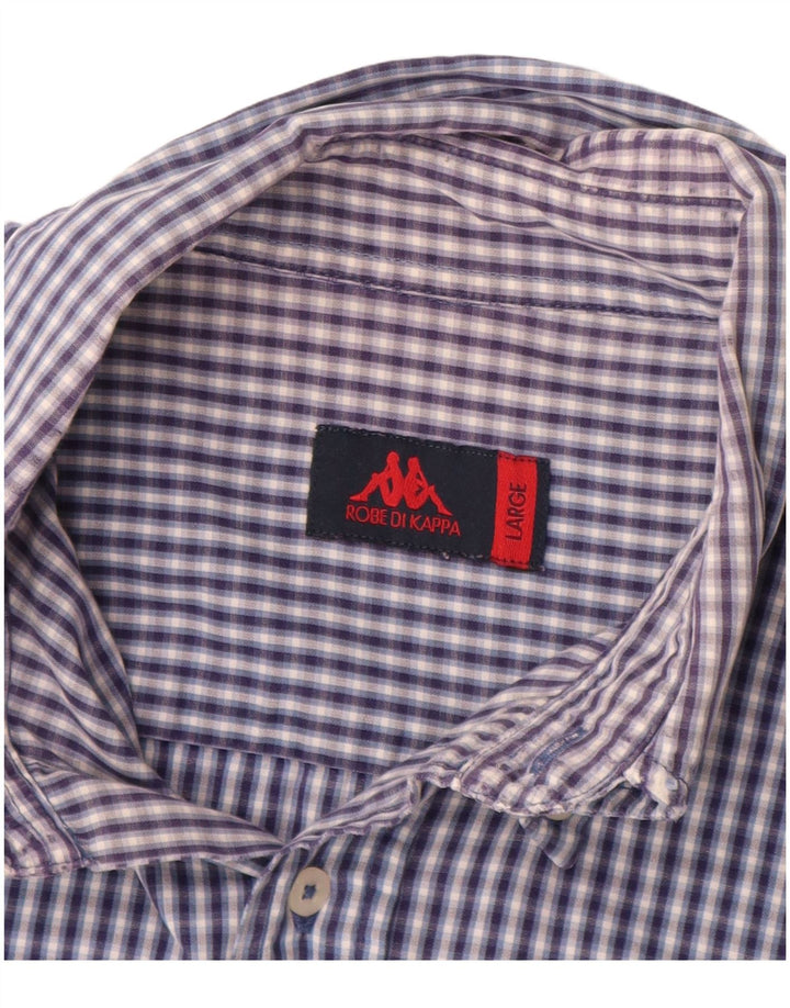 KAPPA Mens Shirt Large Blue Check Cotton