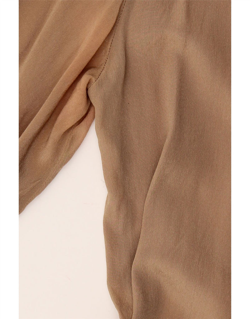 LUISA SPAGNOLI Womens Front Tie Shirt Blouse IT 48 XL Brown Acetate Vintage Luisa Spagnoli and Second-Hand Luisa Spagnoli from Messina Hembry 