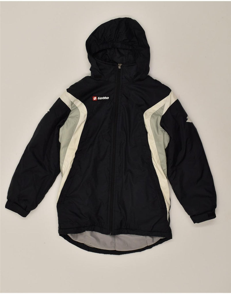 LOTTO Girls Hooded Windbreaker Jacket 9-10 Years Small Black | Vintage Lotto | Thrift | Second-Hand Lotto | Used Clothing | Messina Hembry 