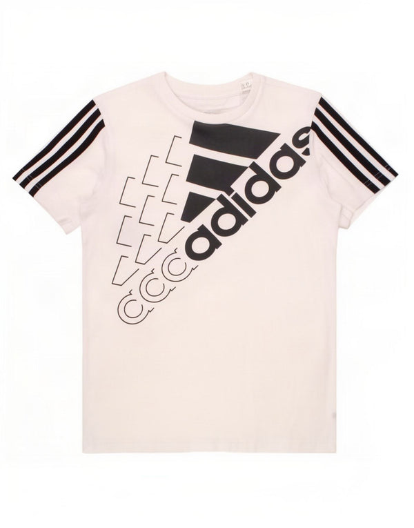 Adidas Boys Graphic T-Shirt Top 9-10 Years White Cotton