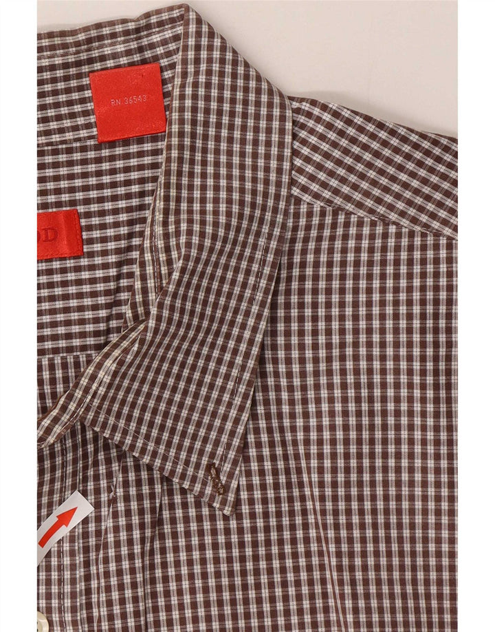 Izod Mens Shirt 3XL Brown Gingham Cotton