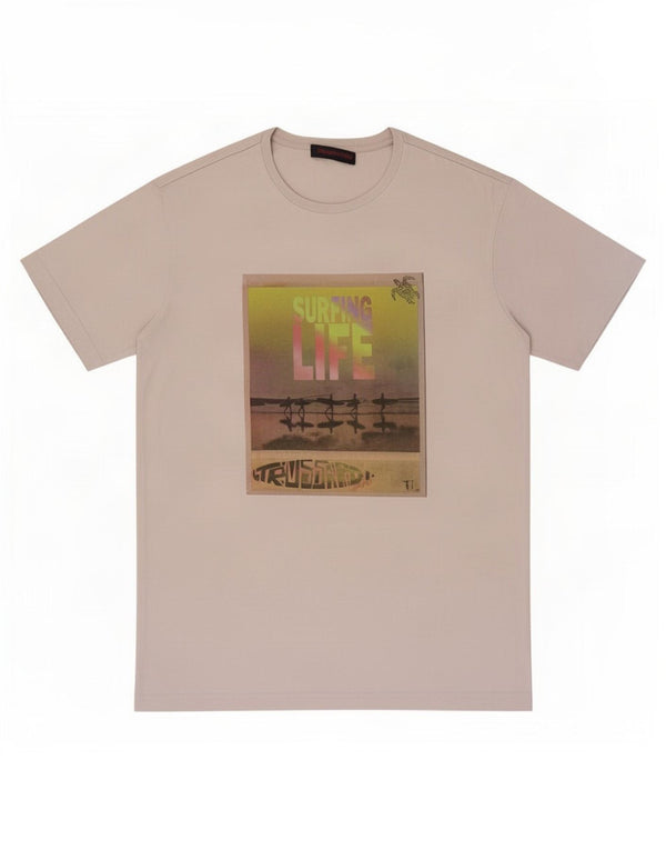 Trussardi Jeans Mens Graphic T-Shirt Top Small Grey Cotton