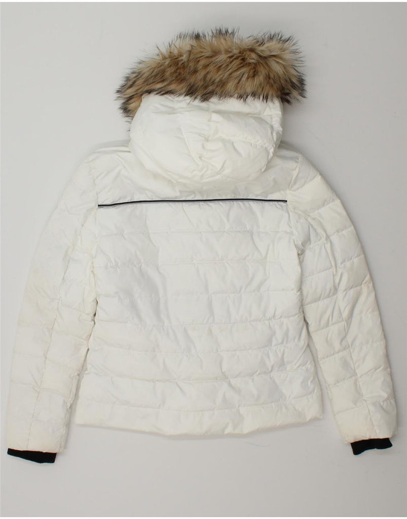 SUPERDRY Womens Hooded Padded Jacket UK 10 Small White Nylon Vintage Superdry and Second-Hand Superdry from Messina Hembry 