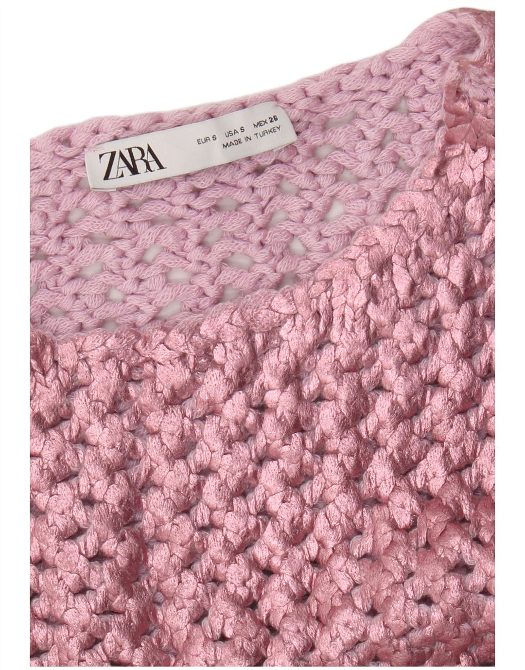 Zara Womens Sleeveless Crochet Blouse Top UK 8 Small Pink