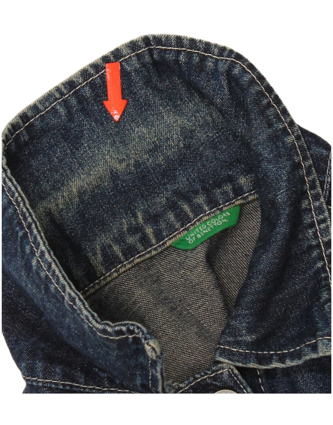 Benetton Womens Crop Denim Jacket UK 10 Small Blue Cotton
