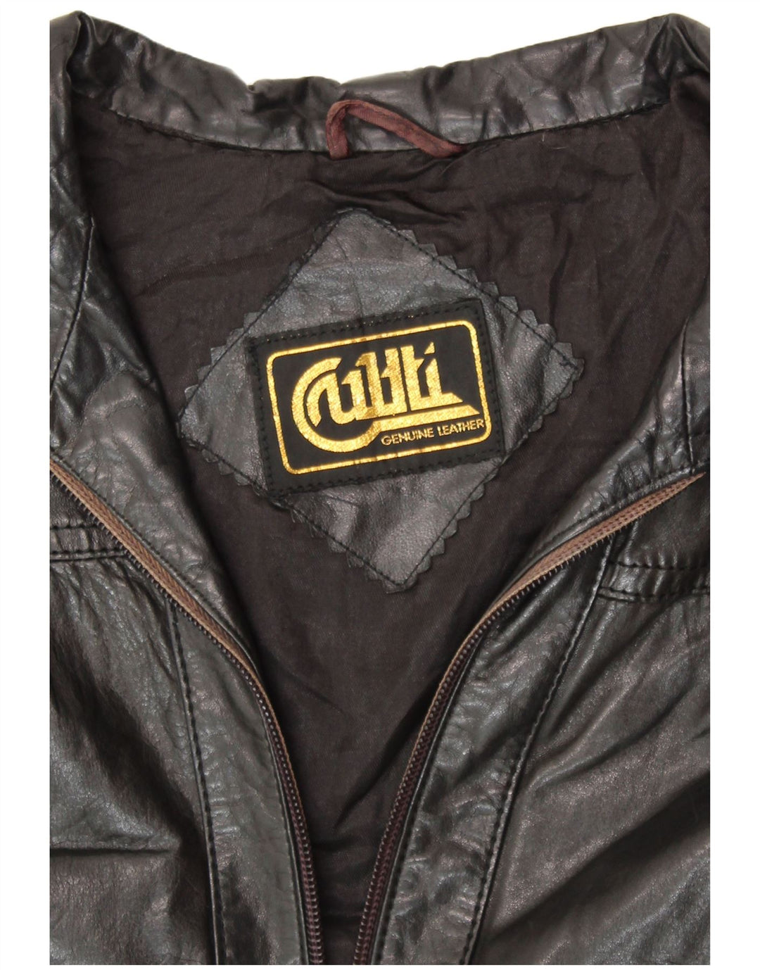 VINTAGE Womens Leather Jacket UK 14 Medium Black Leather