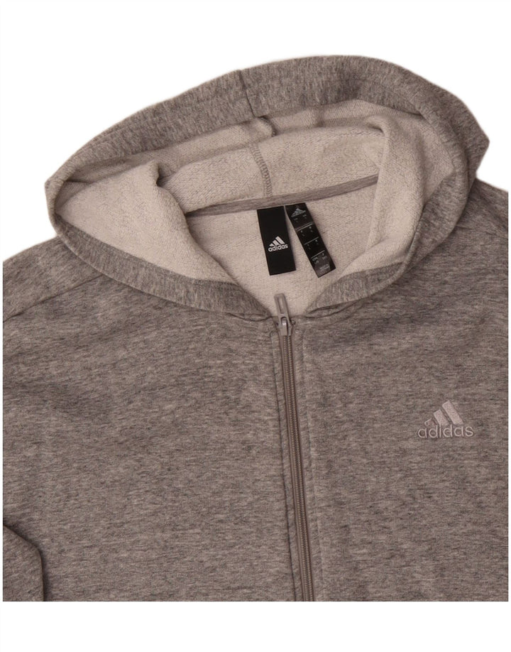 ADIDAS Mens Graphic Zip Hoodie Sweater Large Grey Polyester