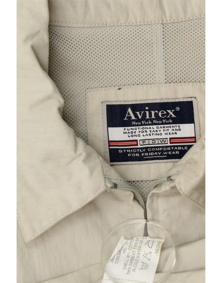 Avirex Mens Bomber Jacket UK 38 Medium Beige Cotton