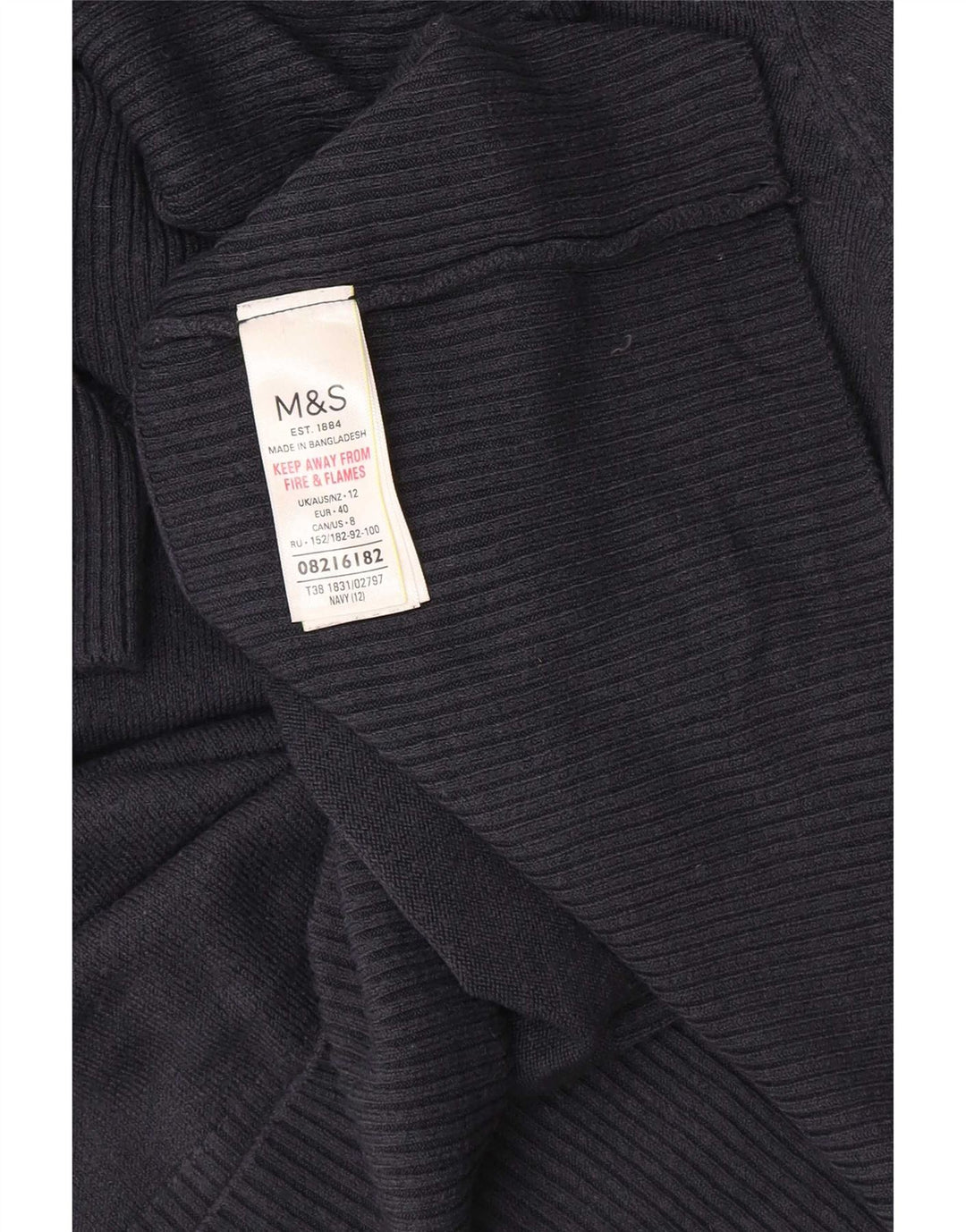 Marks & Spencer Womens Roll Neck Jumper Sweater UK 12 Medium Navy Blue
