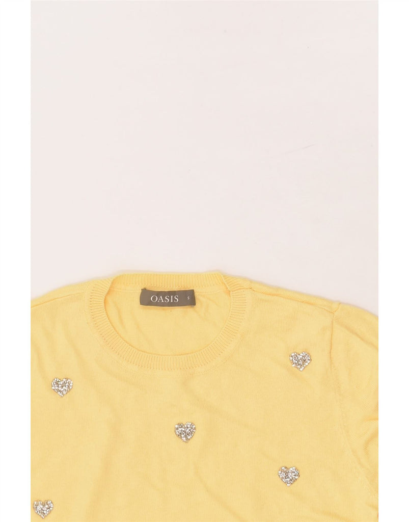 OASIS Womens Short Sleeve Crew Neck Jumper Sweater UK 8 Small Yellow | Vintage Oasis | Thrift | Second-Hand Oasis | Used Clothing | Messina Hembry 