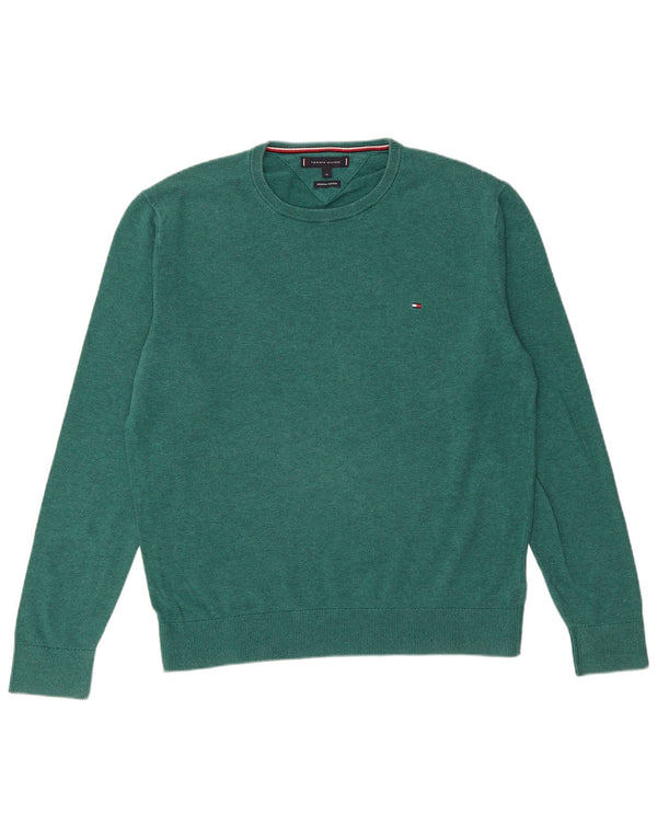 Tommy Hilfiger Mens Crew Neck Jumper Sweater XL Green Cotton
