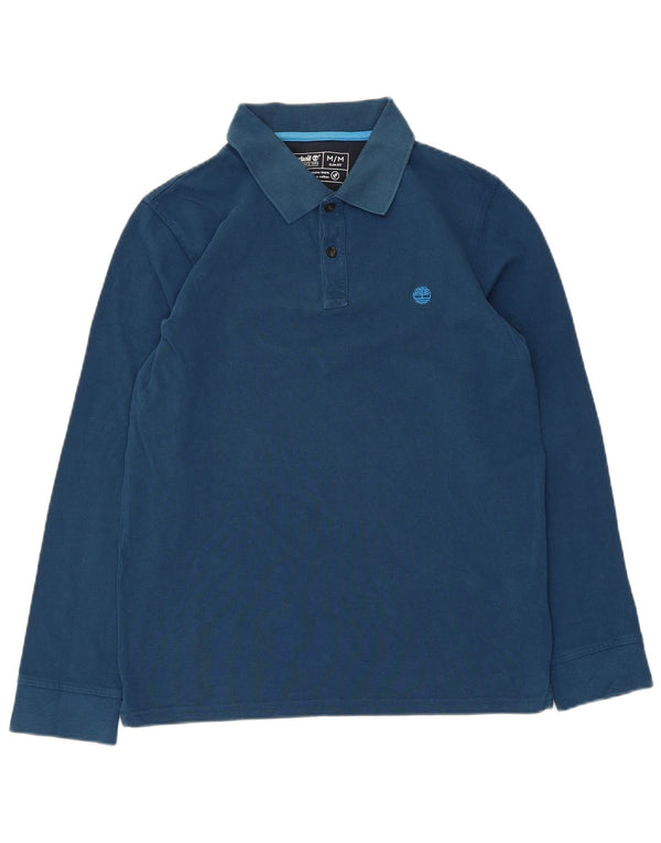 Timberland Mens Long Sleeve Slim Fit Polo Shirt Medium Blue Cotton