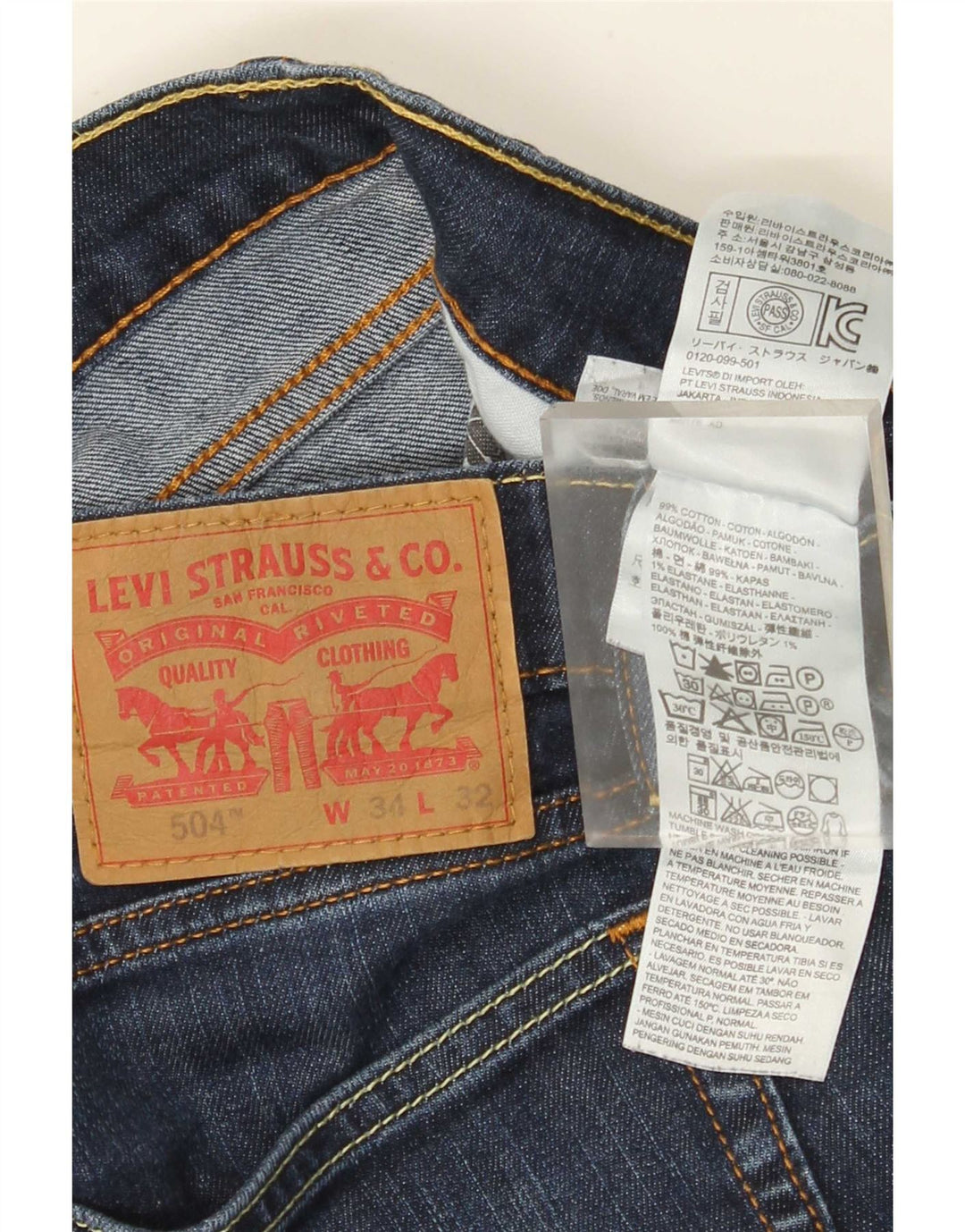Levi's Womens 504 Straight Jeans W34 L32 Blue Cotton
