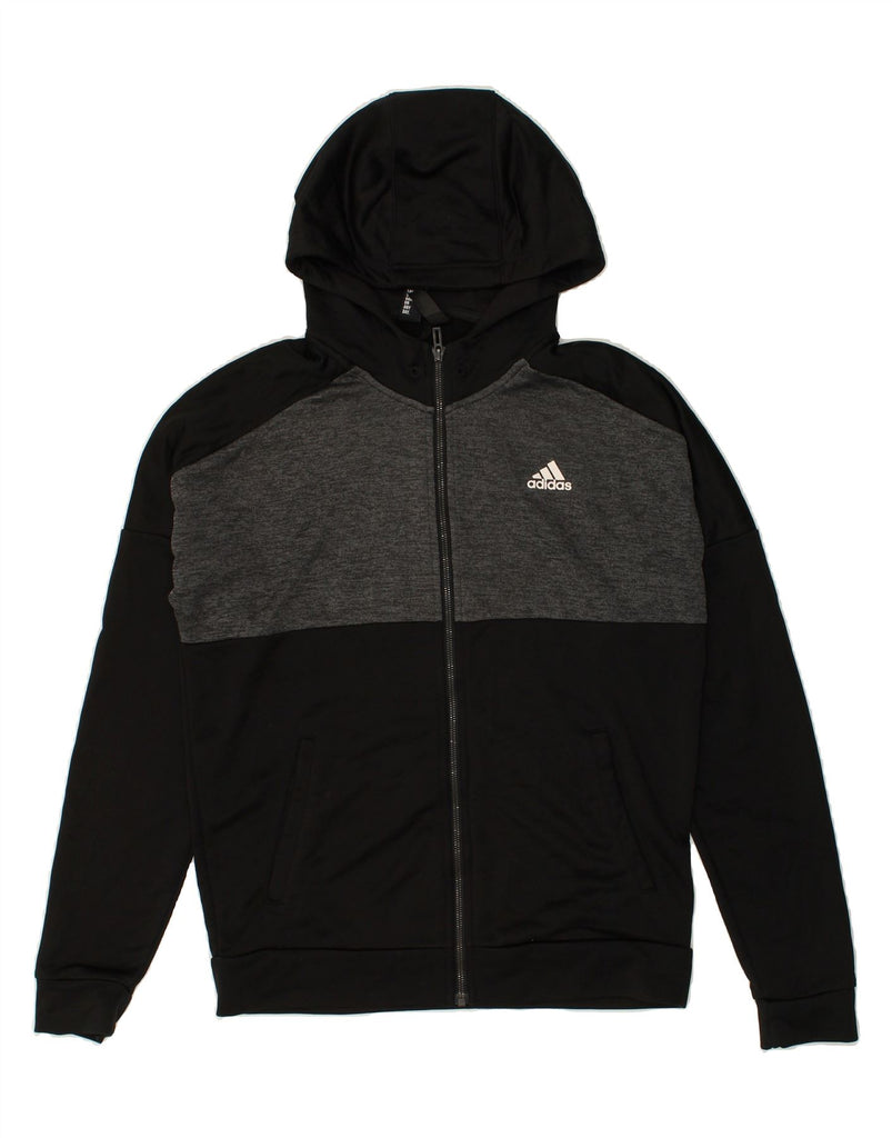 ADIDAS Mens Zip Hoodie Sweater UK 40/42 Medium Black Colourblock Polyester | Vintage Adidas | Thrift | Second-Hand Adidas | Used Clothing | Messina Hembry 