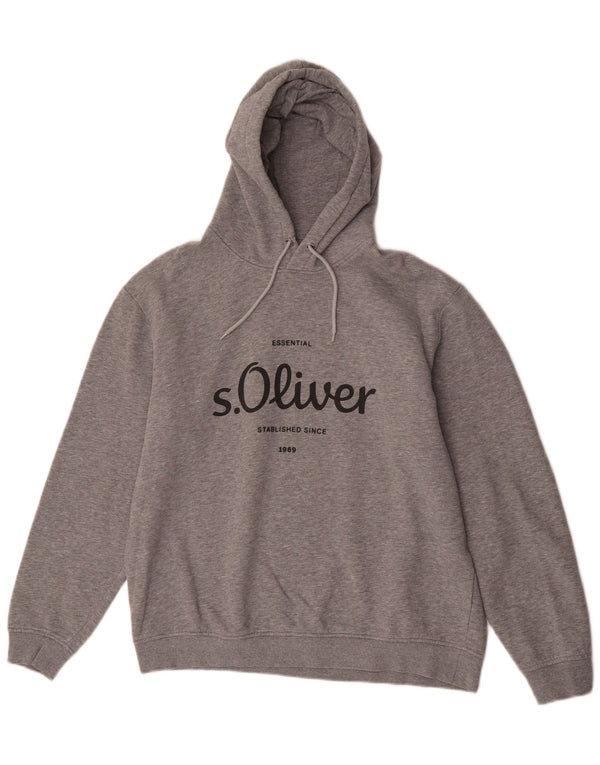 S.Oliver Mens Graphic Hoodie Jumper XL Grey Cotton