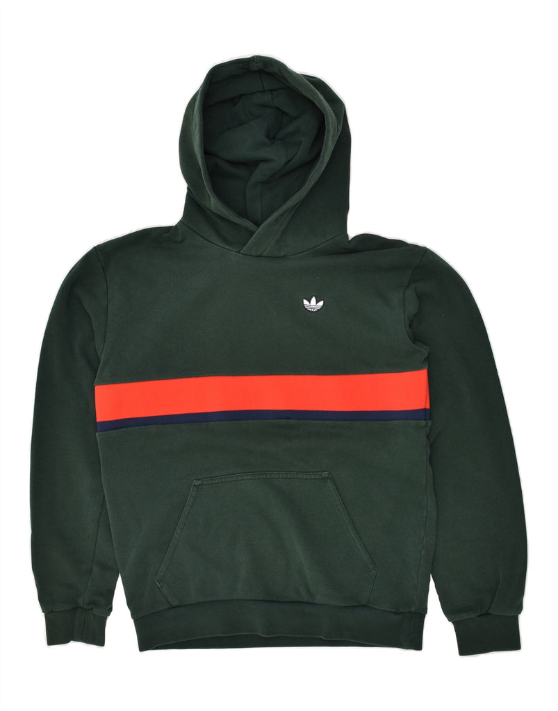 ADIDAS Mens Hoodie Jumper XS Green Striped Cotton | Vintage Adidas | Thrift | Second-Hand Adidas | Used Clothing | Messina Hembry 