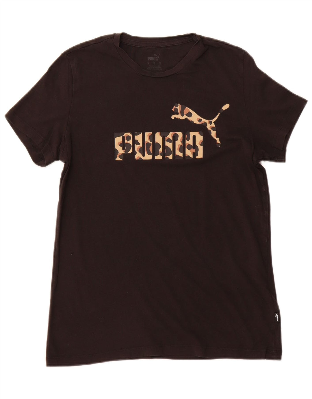 PUMA Womens Graphic T-Shirt Top UK 12 Medium Black Cotton