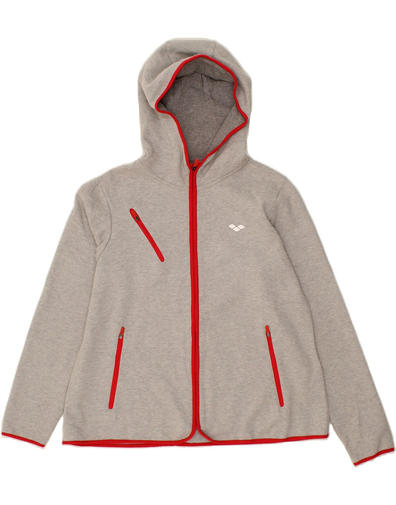 ARENA Womens Zip Hoodie Sweater UK 16 Large Grey Cotton Vintage Arena and Second-Hand Arena from Messina Hembry 