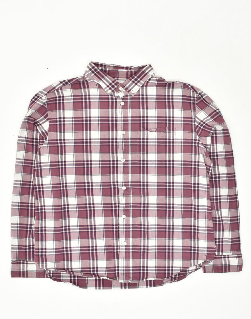 OLD NAVY Mens The Classic Regular Fit Shirt Large Burgundy Check Cotton | Vintage Old Navy | Thrift | Second-Hand Old Navy | Used Clothing | Messina Hembry 