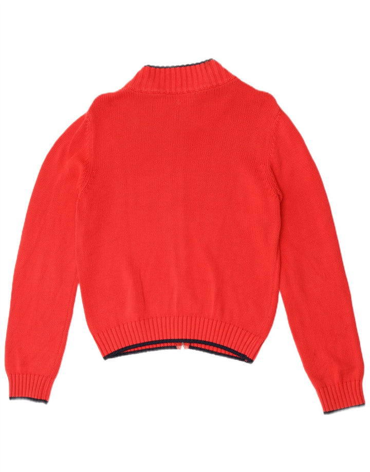 Benetton Womens Graphic Cardigan Sweater UK 8 Small Red