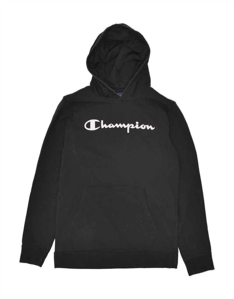 CHAMPION Boys Graphic Hoodie Jumper 13-14 Years XL Black Cotton Vintage Champion and Second-Hand Champion from Messina Hembry 