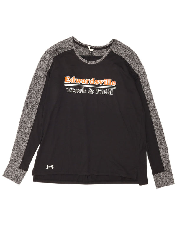 Under Armour Mens Heat Gear Graphic Top Long Sleeve Large Black Colourblock