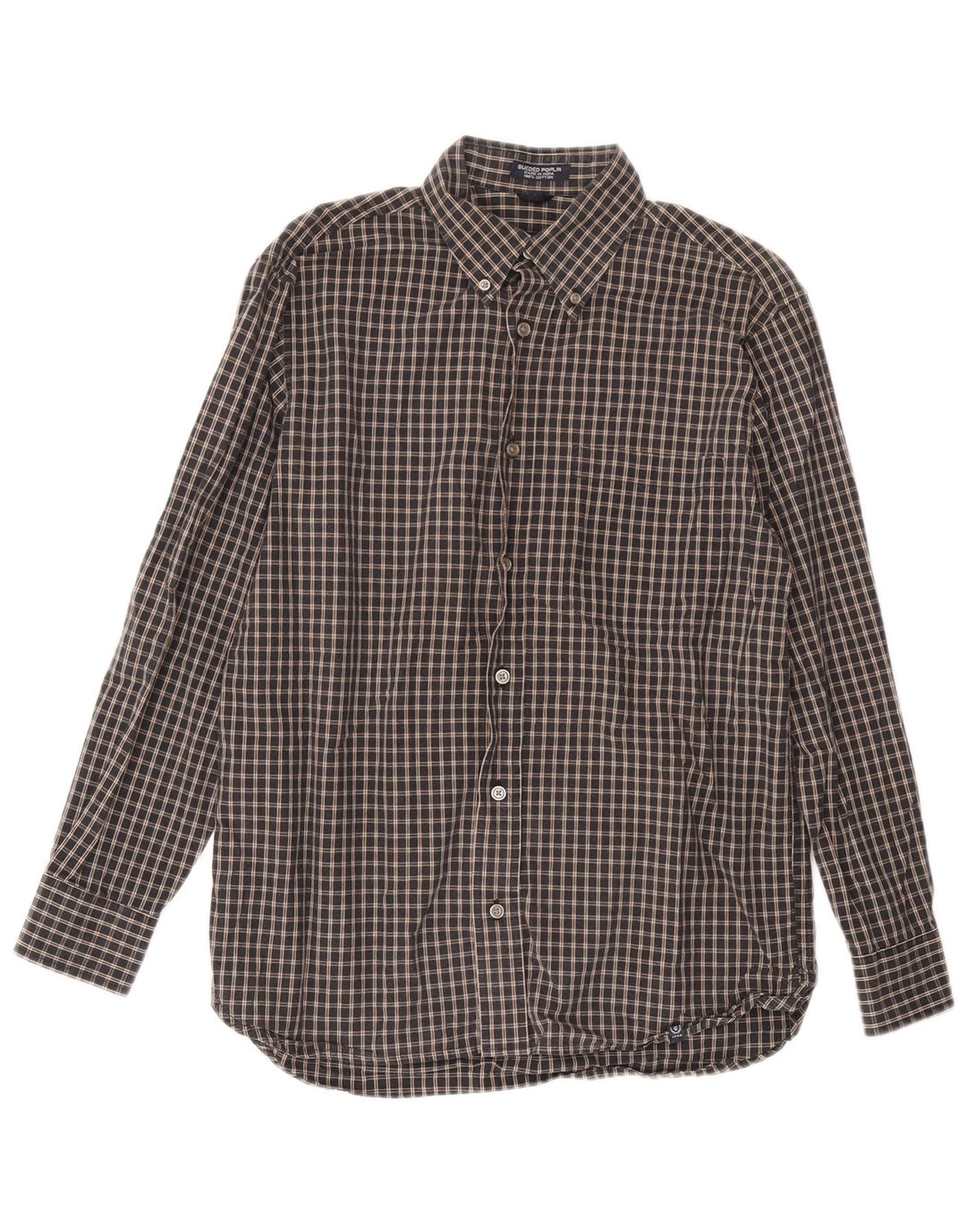 IZOD Mens Shirt Small Navy Blue Check Cotton