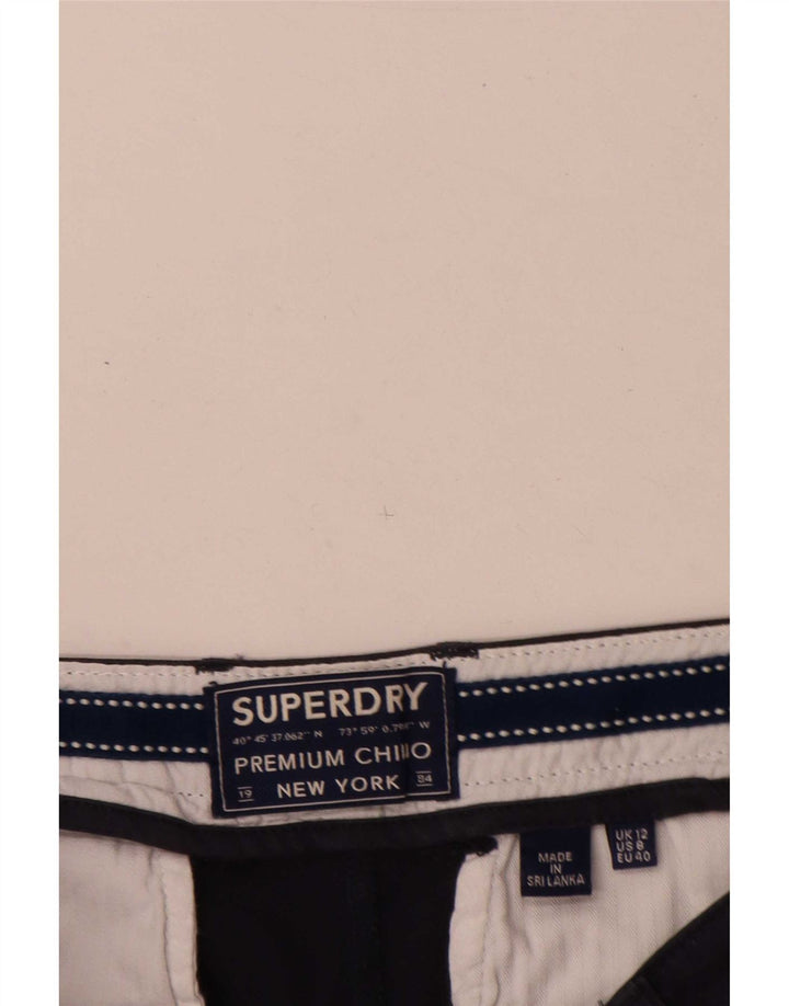 Superdry Womens Regular Chino Shorts UK 12 Medium W32 Navy Blue Cotton