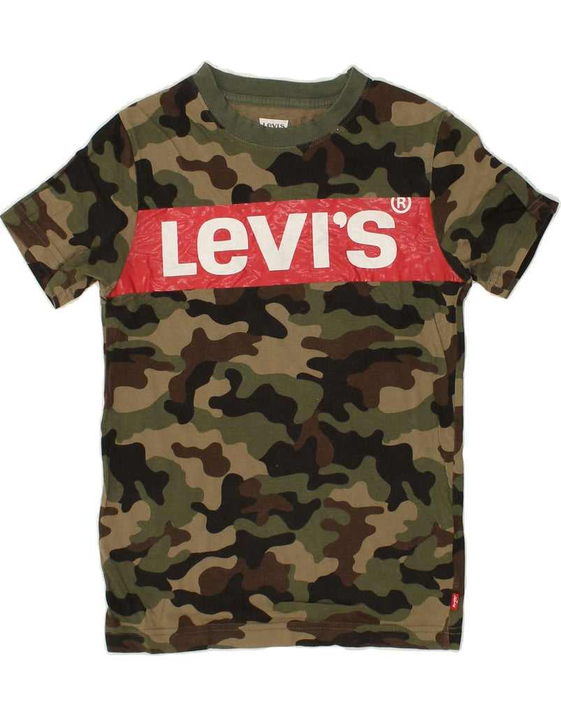 LEVI'S Boys Graphic T-Shirt Top 8-9 Years Small Khaki Camouflage Cotton | Vintage Levi's | Thrift | Second-Hand Levi's | Used Clothing | Messina Hembry 