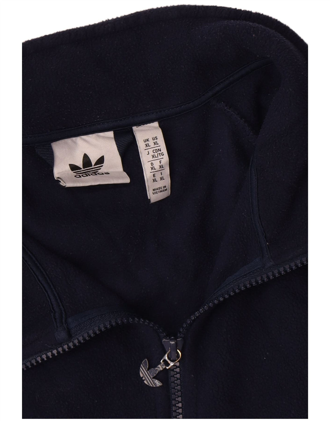 ADIDAS Mens Graphic Fleece Jacket UK 42 XL Navy Blue Polyester