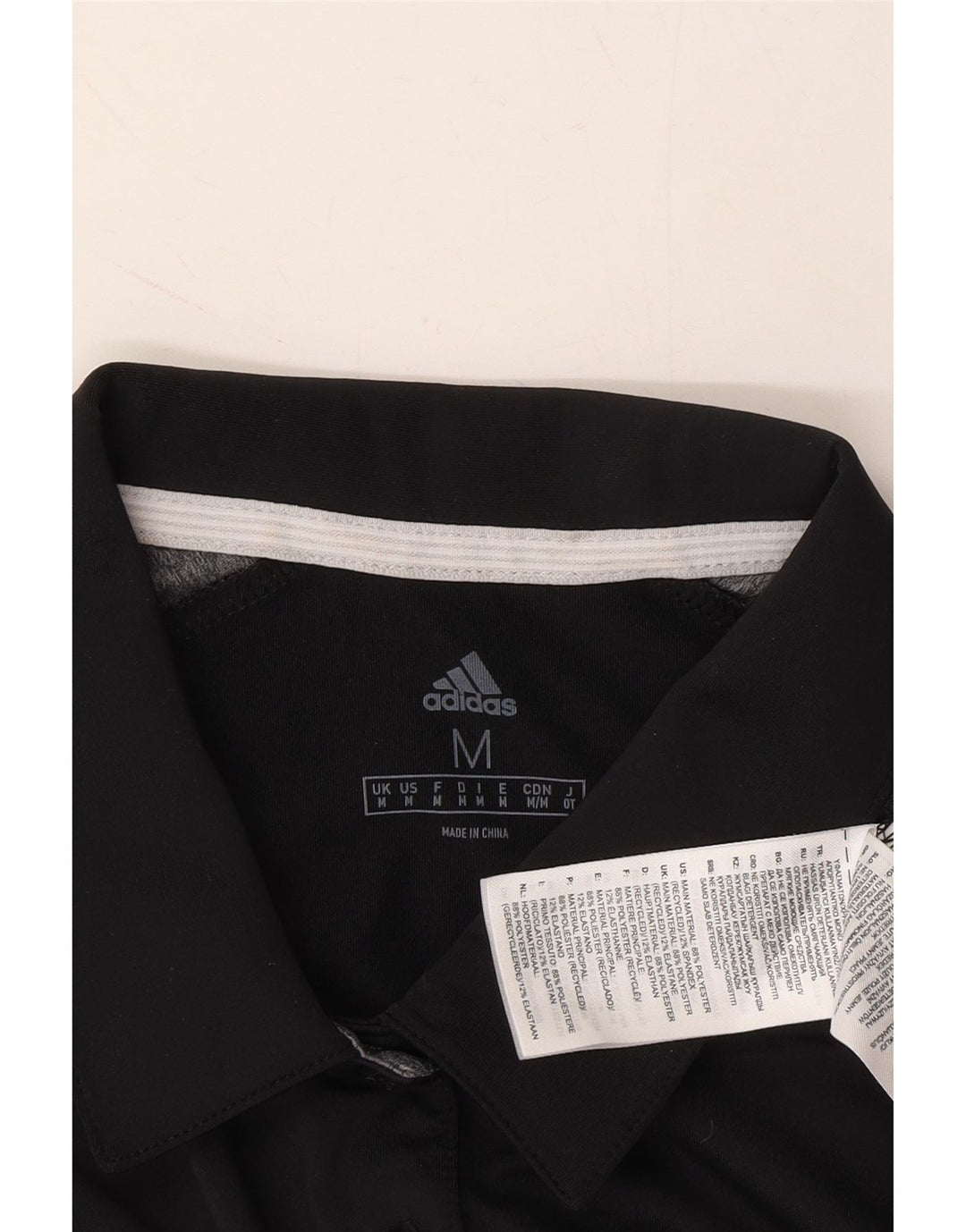 ADIDAS Womens Polo Shirt UK 14 Medium Black Polyester Vintage Adidas and Second-Hand Adidas from Messina Hembry 