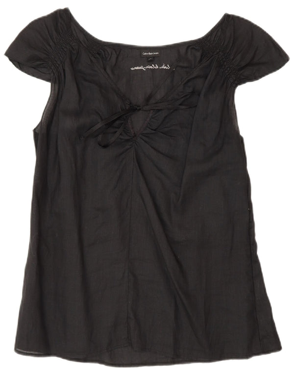 Calvin Klein Jeans Womens Blouse Top UK 18 XL Black