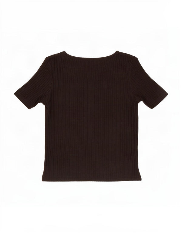 Zara Womens Crop Blouse Top UK 10 Small Black Cotton
